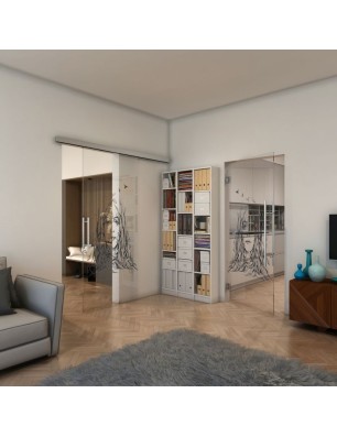 Pendeltür - Fineprint Model 119 Schwarz auf Klarglas