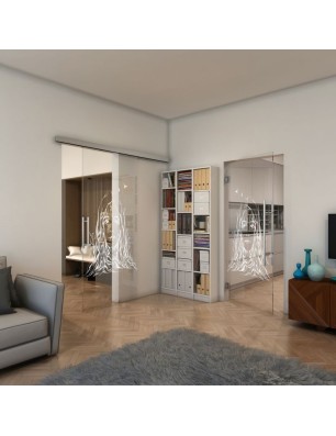 Pendeltür - Fineprint Model 119 Weiss auf Klarglas