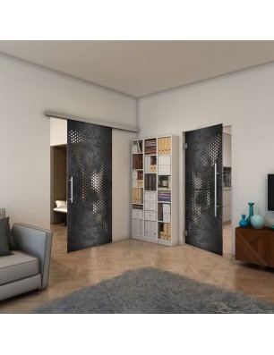 Pendeltür - Fineprint Model 120 Schwarz auf Klarglas