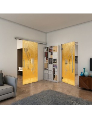 Pendeltür - Fineprint Model 120 Gold auf Klarglas