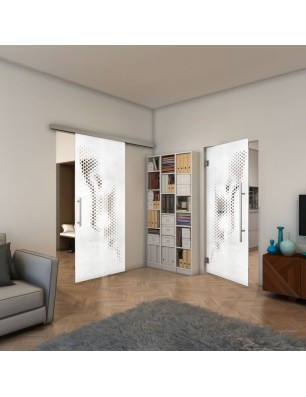 Pendeltür - Fineprint Model 120 Weiss auf Klarglas