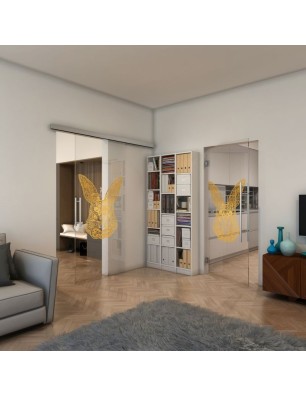 Pendeltür - Fineprint Model 121 Gold auf Klarglas