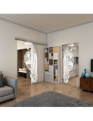 Pendeltür - Fineprint Model 122 Weiss auf Klarglas