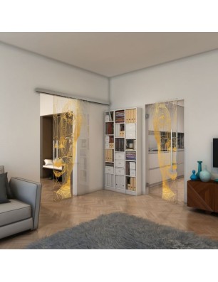 Pendeltür - Fineprint Model 123 Gold auf Klarglas