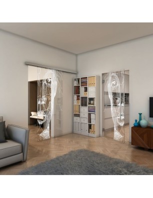 Pendeltür - Fineprint Model 123 Weiss auf Klarglas