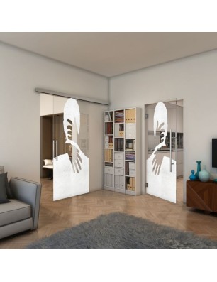 Pendeltür - Fineprint Model 124 Weiss auf Klarglas