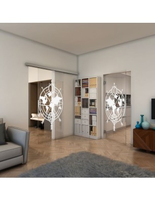 Pendeltür - Fineprint Model 127 Weiss auf Klarglas