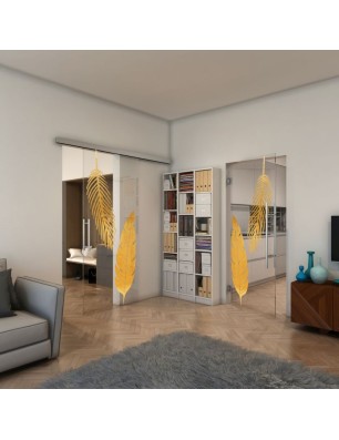 Pendeltür - Fineprint Model 129 Gold auf Klarglas