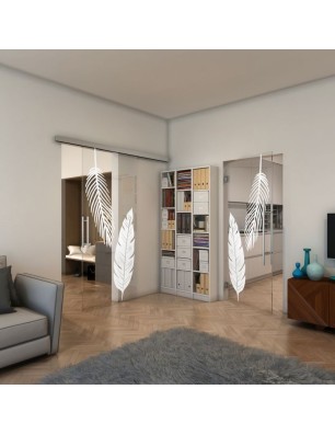 Pendeltür - Fineprint Model 129 Weiss auf Klarglas