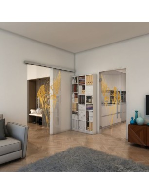 Pendeltür - Fineprint Model 131 Gold auf Klarglas