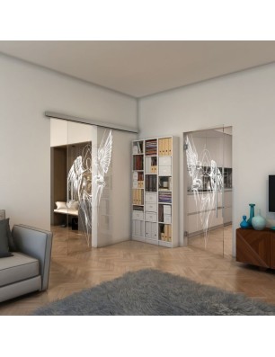 Pendeltür - Fineprint Model 131 Weiss auf Klarglas