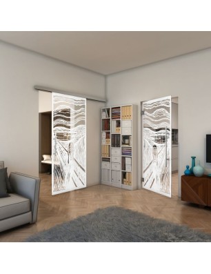 Pendeltür - Fineprint Model 133 Weiss auf Klarglas