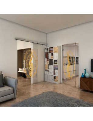 Pendeltür - Fineprint Model 134 Gold auf Klarglas