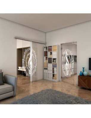 Pendeltür - Fineprint Model 134 Weiss auf Klarglas