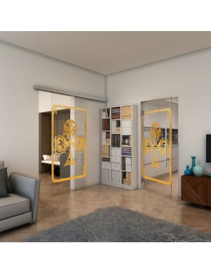 Pendeltür - Fineprint Model 135 Gold auf Klarglas