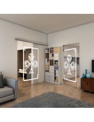 Pendeltür - Fineprint Model 135 Weiss auf Klarglas