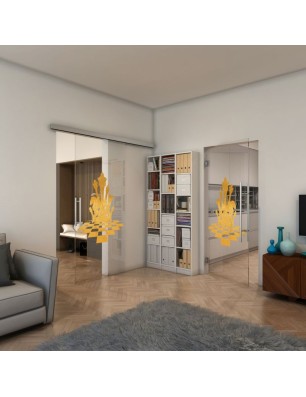 Pendeltür - Fineprint Model 136 Gold auf Klarglas