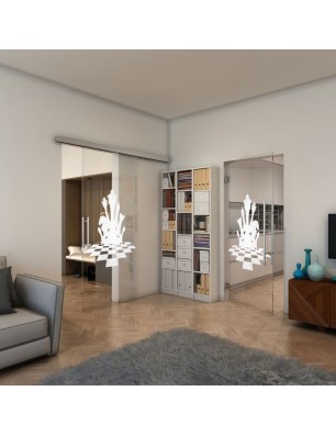 Pendeltür - Fineprint Model 136 Weiss auf Klarglas