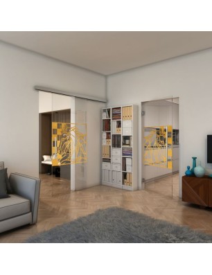 Pendeltür - Fineprint Model 137 Gold auf Klarglas