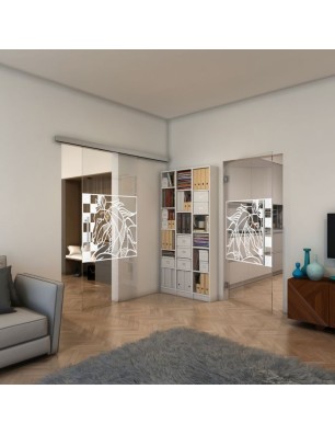 Pendeltür - Fineprint Model 137 Weiss auf Klarglas