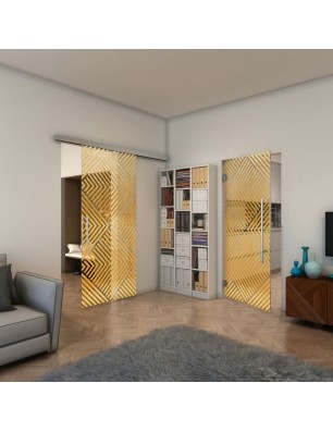 Pendeltür - Fineprint Model 140 Gold auf Klarglas