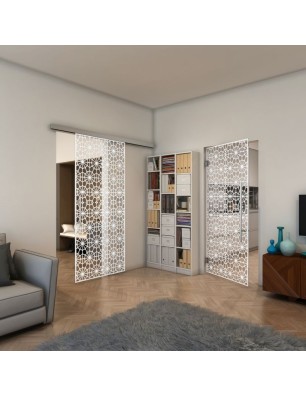 Pendeltür - Fineprint Model 143 Weiss auf Klarglas