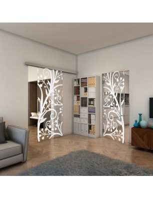 Pendeltür - Fineprint Model 146 Weiss auf Klarglas