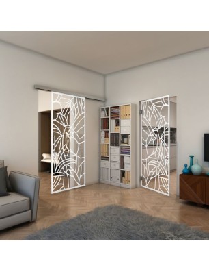 Pendeltür - Fineprint Model 148 Weiss auf Klarglas