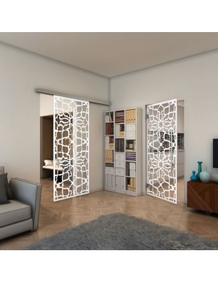 Pendeltür - Fineprint Model 150 Weiss auf Klarglas