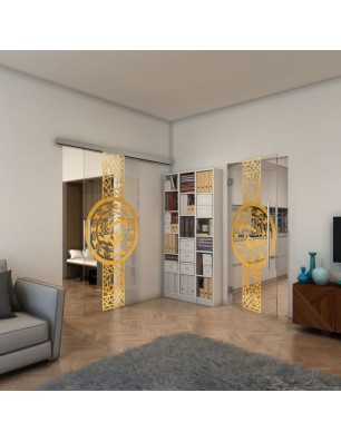 Pendeltür - Fineprint Model 151 Gold auf Klarglas