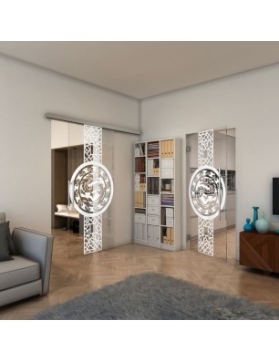 Pendeltür - Fineprint Model 151 Weiss auf Klarglas