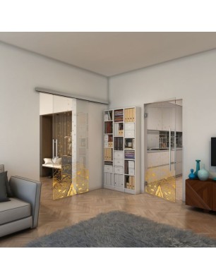 Pendeltür - Fineprint Model 155 Gold auf Klarglas