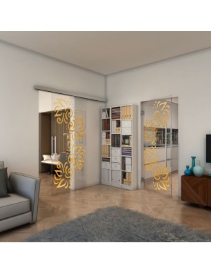 Pendeltür - Fineprint Model 163 Gold auf Klarglas