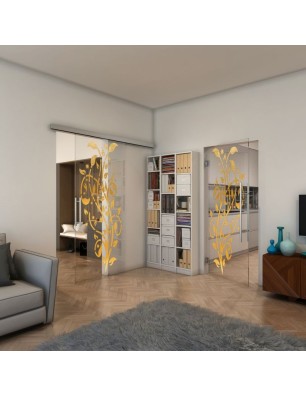 Pendeltür - Fineprint Model 166 Gold auf Klarglas