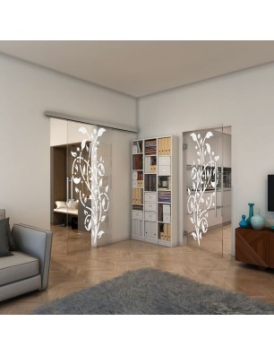 Pendeltür - Fineprint Model 166 Weiss auf Klarglas