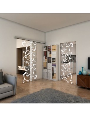 Pendeltür - Fineprint Model 171 Weiss auf Klarglas