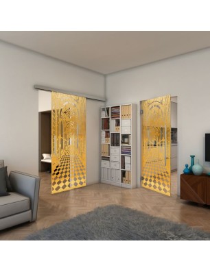 Pendeltür - Fineprint Model 181 Gold auf Klarglas