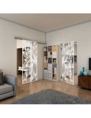 Pendeltür - Fineprint Model 184 Weiss auf Klarglas