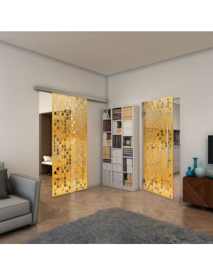 Pendeltür - Fineprint Model 190 Gold auf Klarglas