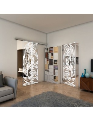 Pendeltür - Fineprint Model 196 Weiss auf Klarglas