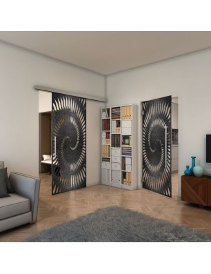 Pendeltür - Fineprint Model 197 Schwarz auf Klarglas