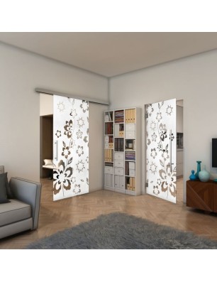 Pendeltür - Fineprint Model 199 Weiss auf Klarglas