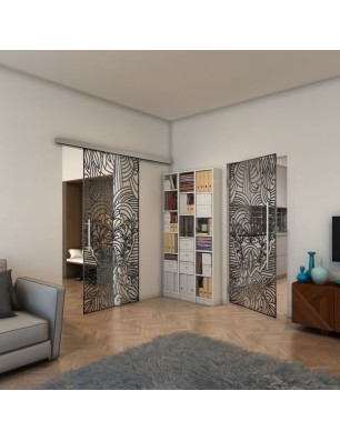 Pendeltür - Fineprint Model 201 Schwarz auf Klarglas