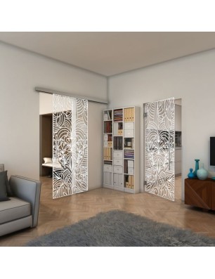 Pendeltür - Fineprint Model 201 Weiss auf Klarglas