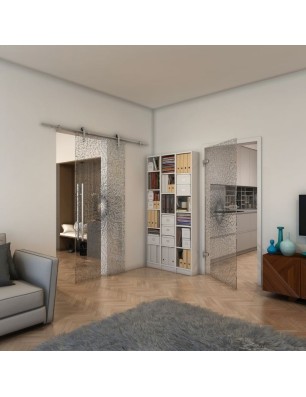 Ganzglastür - Fineprint Model 006 Schwarz auf Klarglas