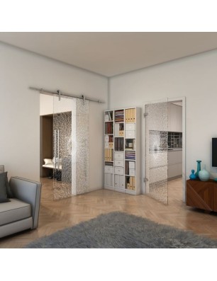 Ganzglastür - Fineprint Model 006 Weiss auf Klarglas