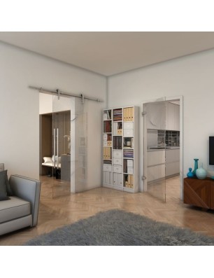 Ganzglastür - Fineprint Model 009 Schwarz auf Klarglas