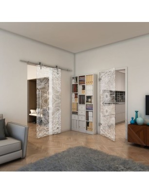 Ganzglastür - Fineprint Model 030 Weiss auf Klarglas