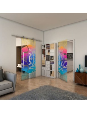 Ganzglastür - Fineprint Model 031 Verlauf auf Klarglas