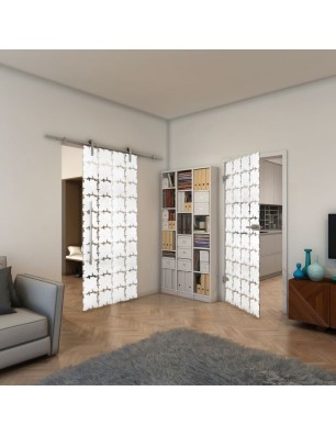 Ganzglastür - Fineprint Model 033 Weiss auf Klarglas